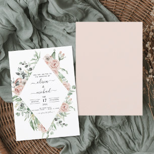 Invitation Mariage romantique Dusty rose Eucalyptus