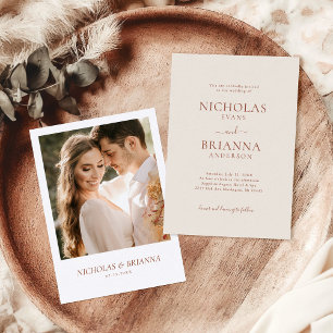 Invitation Mariage Romantique Élégant Minimaliste en Terracot