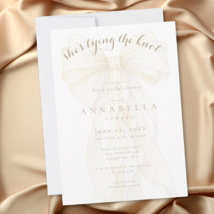 Invitation Mariage Romantique en Ivoire avec un Nœud à Nouer