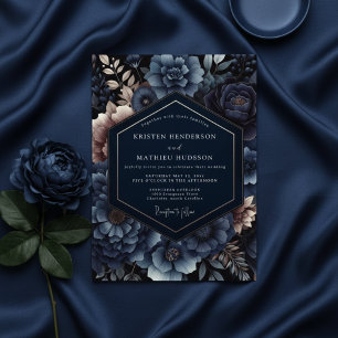 Invitation Mariage Romantique et Opulent avec Fleurs de Marin