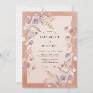 Invitation Mariage Romantique Éthéré Rose de Cuivre