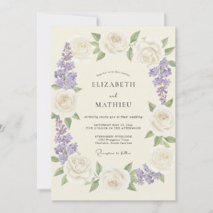 Invitation Mariage Romantique Fleur de Crème de Lavande