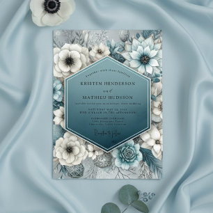 Invitation Mariage Romantique Fleur de Thé Profond