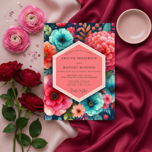 Invitation Mariage Romantique Fleur Teintée
