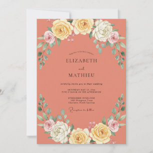 Invitation Mariage Romantique Floraison de Corail