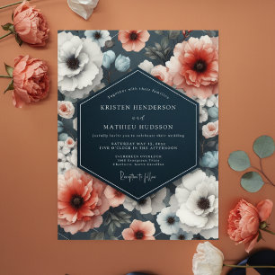 Invitation Mariage Romantique Floraison de Corail