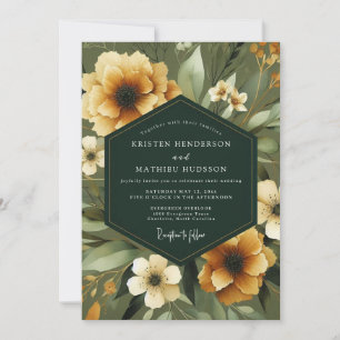 Invitation Mariage Romantique Floral Botanique Ambre