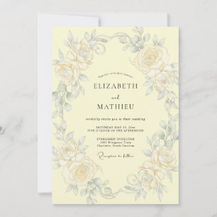 Invitation Mariage Romantique Floral Botanique Crème