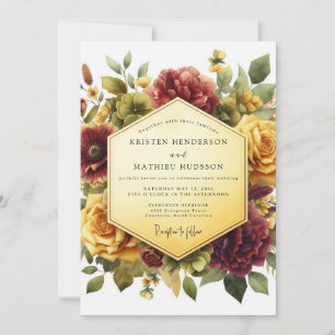Invitation Mariage romantique floral burgundy