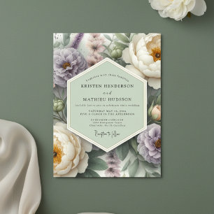 Invitation Mariage Romantique Floral Crème de Lavande