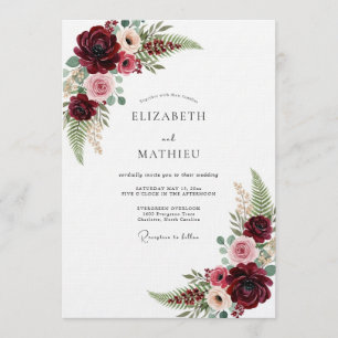 Invitation Mariage romantique floral en Bourgogne