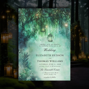 Invitation Mariage romantique foncé Forêt enchantée Thème Fée