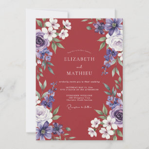 Invitation Mariage Romantique Luxuriant aux Canneberges