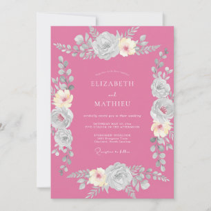 Invitation Mariage Romantique Magenta Poli