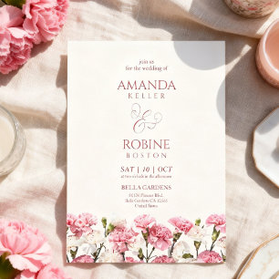 Invitation Mariage Romantique Minimaliste aux Fleurs Roses