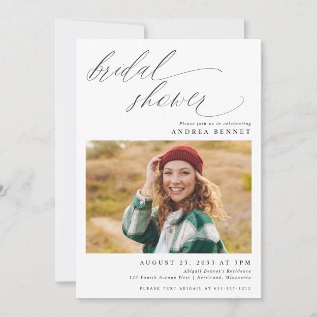 Invitation Mariage Romantique Moderne avec Photo Shower de Fi (Devant)
