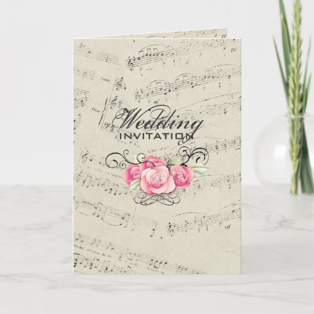 Invitation Mariage romantique moderne de musique de (Devant)