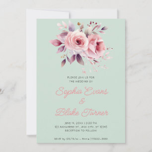 Invitation Mariage Romantique Moderne Roses Roses Légèrement 