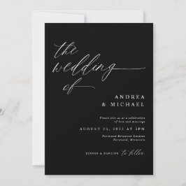 Invitation Mariage romantique noir moderne