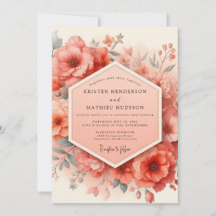 Invitation Mariage Romantique Opulence Fleur de Corail
