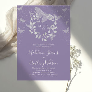 Invitation Mariage Romantique Papillon Eucalyptus Lavande