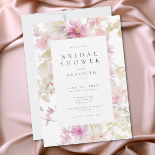 Invitation Mariage Romantique Rose Fleurs Aquarelle Shower de