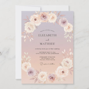 Invitation Mariage Romantique Sérénité Lavande Pêche