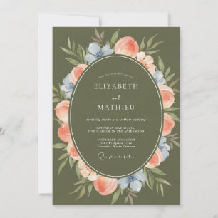 Invitation Mariage Romantique sous l'Arche de Fleurs de Pêche