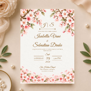 Invitation Mariage Romantique sous les Fleurs de Cerisier