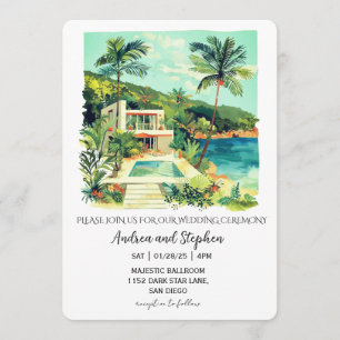 Invitation Mariage romantique sur une île tropicale