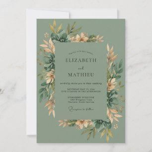 Invitation Mariage Romantique Vert Sage