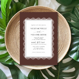 Invitation Mariage romantique vieux riche en chocolat et dent