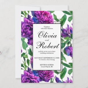 Invitation Mariage romantique violet magenta rose