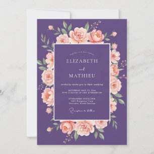 Invitation Mariage Rose Abricot Prune