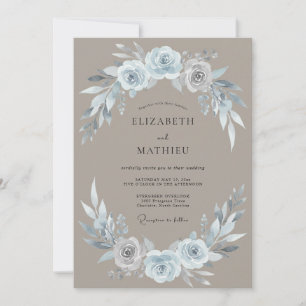 Invitation Mariage Rose Acier Taupe
