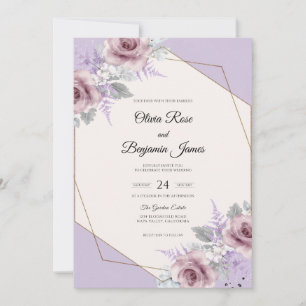 Invitation Mariage Rose Améthyste Lilas
