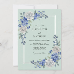 Invitation Mariage Rose Ardoise Menthe
