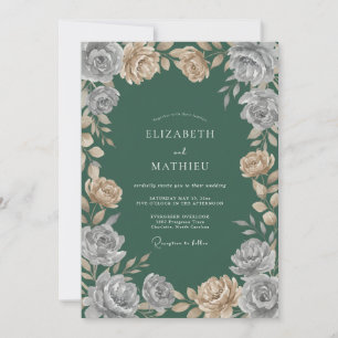 Invitation Mariage Rose Argent Champagne