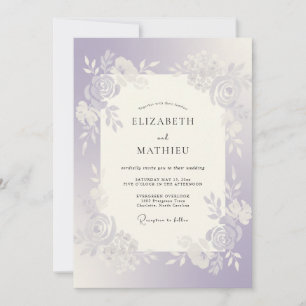 Invitation Mariage Rose Argentée Lilas