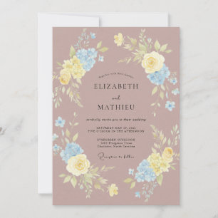 Invitation Mariage Rose Azur Beige Mauve