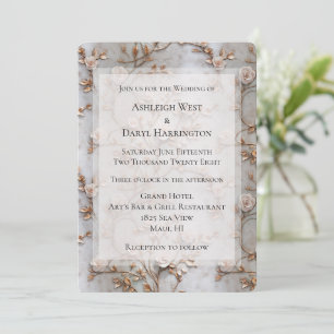 Invitation Mariage Rose blanc gris chic