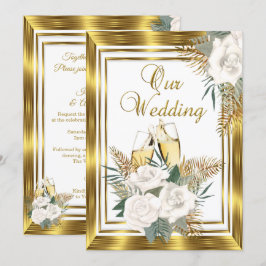 Invitation Mariage Rose Blanche Or Champagne Or 2