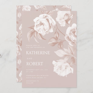 Invitation Mariage Rose botanique moderne