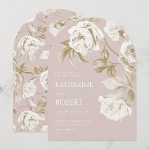 Invitation Mariage Rose botanique moderne