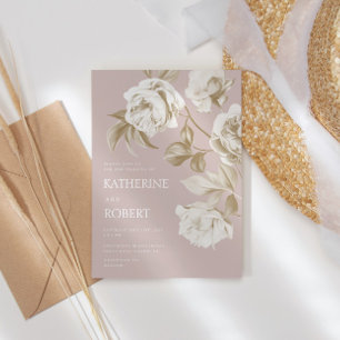 Invitation Mariage Rose botanique moderne