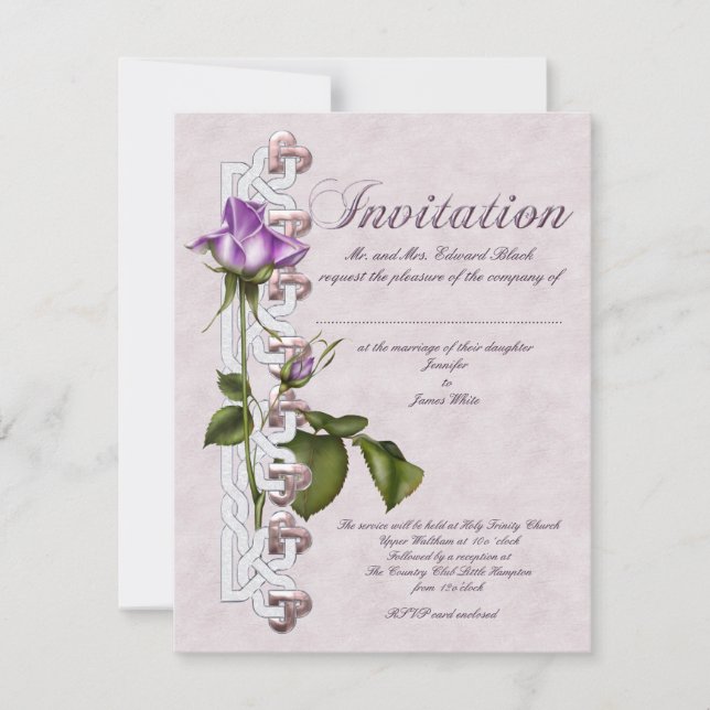 Invitation Mariage Rose celte (Devant)
