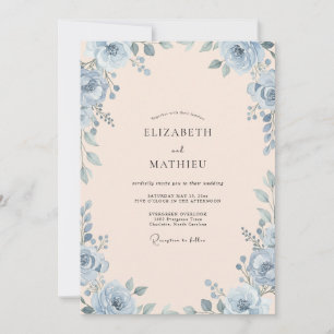 Invitation Mariage Rose Champagne Acier