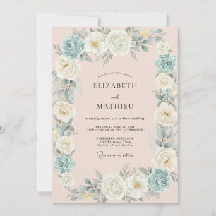 Invitation Mariage Rose Champagne Céleste