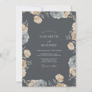 Invitation Mariage Rose Champagne Charbon