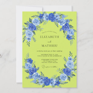 Invitation Mariage Rose Cobalt Chartreuse